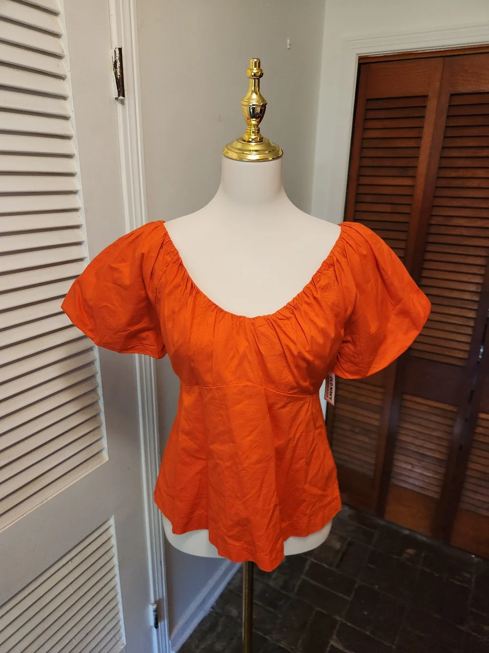 Old Navy Orange Puff-Sleeve Scoop Neck Blouse